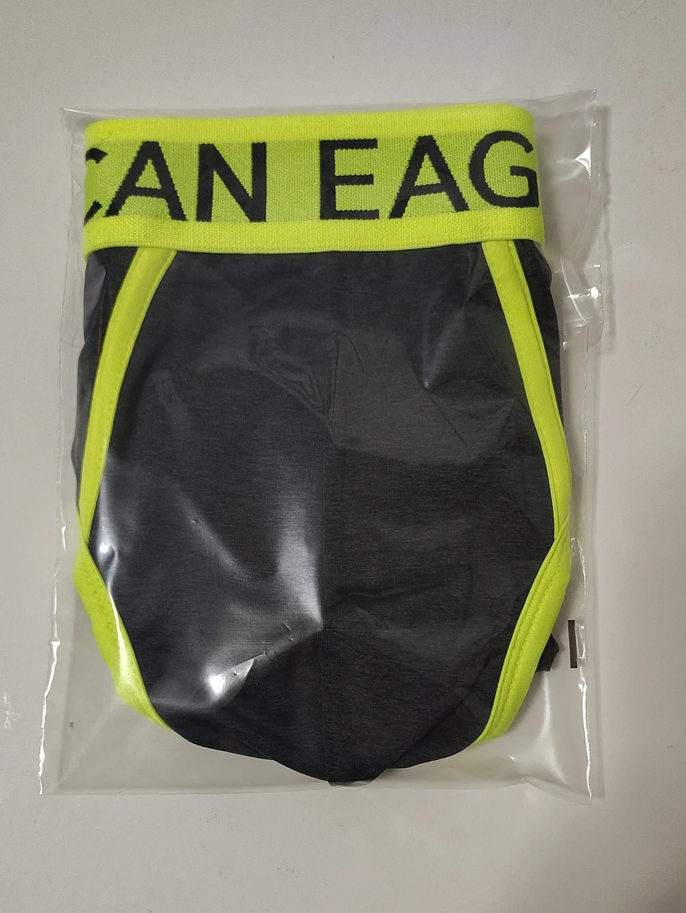 Rare Vintage American Eagle Black & Neon Yellow Brief - Size S